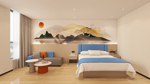 Custom Economy 3 Star Hotel Furniture Set King <b>Queen</b> <b>Size</b> WoodBed <b>Frame</b> & Mattress Sets with Headboard Nightstands & <b>Bed</b> Sheet - Product Image 4