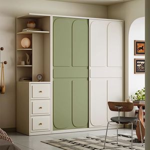 <span class=keywords><strong>Armario</strong></span> Moderno de Estilo Francés con Puertas Abatibles, Color Verde Aguacate, 2 Puertas, Ecológico, con Cajones Laterales, Estantes Abiertos, Ahorra Espacio, para Dormitorio - Product Image 1