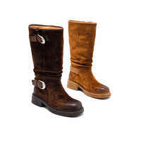 Bottes en cuir véritable à lacets pour femmes, confortables et douces, au-dessus du genou