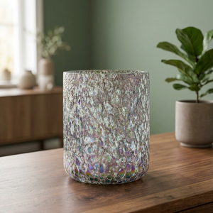 Porte-bougie cylindrique en verre mosaïque artisanal, résistant à la chaleur, lanterne décorative de Noël, taille moyenne, pour la décoration intérieure - Product Image 2
