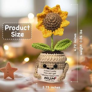 Positive Sunflower Doll Knitting <b>Thank</b> You <b>Listening</b> Appreciation Gift Coworker Bestie Wedding Christmas Birthday Plant Decor - Product Image 5