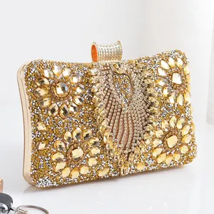 Paty Hand-made Lady Fashion Crystal Wedding Dinner Clutch Bags Luxury Beaded Banquet Evening Bag