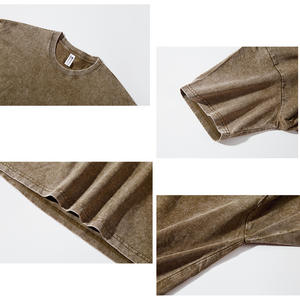 पुरुषों की गर्मियों की छोटी आस्तीन टी-शर्ट 230 जी ऑल-कॉटन विंटेज गर्दन धोया रेट्रो स्नोफ्लेक डिजाइन ढीली - Product Image 3