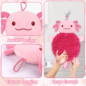 Toalla de Mano de Axolotl al por Mayor <span class=keywords><strong>para</strong></span> Baño, Cocina, Hogar, Estilo de Dibujos Animados, Super Absorbente, de Chenilla, Divertida, Decorativa, <span class=keywords><strong>para</strong></span> Colgar - Product Image 4