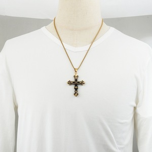 yunnique Stainless Steel <b>Cross</b> Pendant Necklace For Men Gold Vintage Geometric Design 60cm <b>Chain</b> FY3056 - Product Image 1