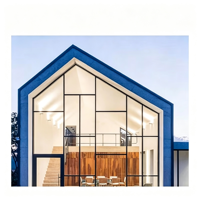Fenêtre en aluminium de style français pour villa moderne, avec grille anti-ouragan et grands vitrages pour maison