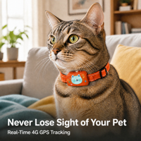 Rastreador GPS 4G para Perros y Gatos - Resistente al Agua IP65, Rastreo en Tiempo Real, Más de 160 Horas de Duración de la Batería, Compatible con Android e iOS