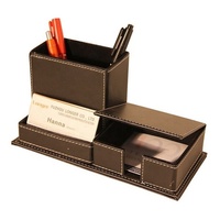 Porte-stylo rectangulaire multifonction en cuir fait main LG-B022, style classique, porte-cartes de visite, porte-bloc-notes pour bureau/salon