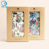 Boîte en papier kraft écologique pour étui de téléphone, boîtes personnalisées avec impression et accroche pour emballage d'étuis de téléphone portable