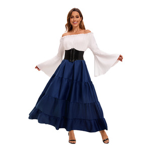 Vestido Largo Medieval con Hombros Descubiertos y Cinturón de Corsé para Mujer, Disfraz para Representaciones Escénicas, Falda Maxi Verde, Talla Adulto, Yi Xiaoyi - Product Image 4