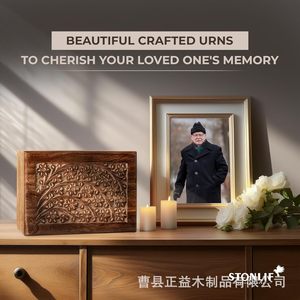 Wooden Pet <b>Urn</b> Rectangle Custom Made Durable Memorial Cremation Box For <b>Cat</b> Dog - Product Image 2