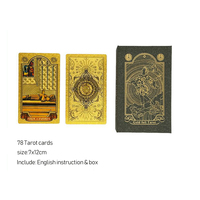 Jeu de cartes de tarot Soleil et Lune en feuille d'or classique d'impression personnalisée avec guide pour les débutants et les lecteurs experts