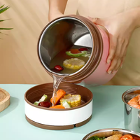 Boîte à lunch bento coréenne LEOZ en acier inoxydable avec couvercle en plastique micro-ondable à double niveau pour un transport facile des repas