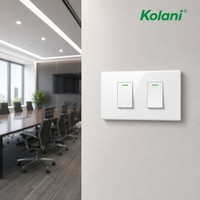 Interrupteur modulaire 2 gangs de taille 120, montage encastré, 16A 250V, blanc brillant, panneau PC ignifuge, DIY, durable, pour la maison