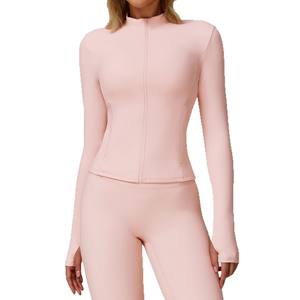 Veste de yoga à manches longues pour femme Zechuang, fermeture éclair sur le devant, couleur unie, coupe ajustée, vêtements de sport de plein air, fitness, DCX9000 - Product Image 1