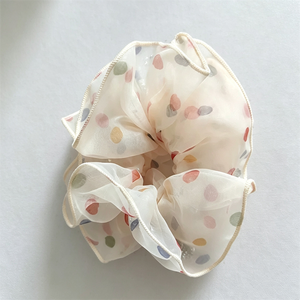 Accessoires capillaires coréens simples pour femmes : Élastique à cheveux en tissu à pois et dentelle pour queue de cheval, idéal pour les fêtes - Product Image 6