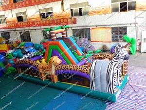 Animaux d'Afrique <span class=keywords><strong>Cours</strong></span> de jeux gonflables Terrain de rebond Sport Joute Jeu d'obstacles gonflable Course à vendre pour enfants et adultes - Product Image 4