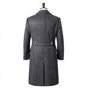 Gray <b>Men's</b> Wool Blend Greatcoat Double Breasted <b>Long</b> Overcoat <b>Winter</b> <b>Coat</b> for Outdoor Wear - Product Image 2