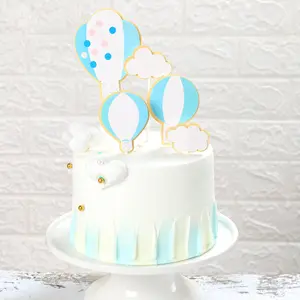 Ychon Hot Air Balloon Cake Toppers primo compleanno tema Blue Cake Topper per Baby Cloud Cupcake Topper