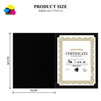 Porte-certificats Lehui 2027 avec détails en feuille d'or noir pour documents de 8,5 x 11 pouces, 30 pièces/boîte, logo personnalisé et utilisation durable au bureau/à l'école