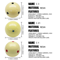 Billes de billard de qualité supérieure en résine - Ensemble de 57,2 mm pour tournoi - C-3/C-1/C-21