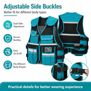 Gilet de sécurité réfléchissant multi-poches pour vêtements de travail industriels et équipement respirant pour la course nocturne en extérieur, avec logo personnalisé - Product Image 1