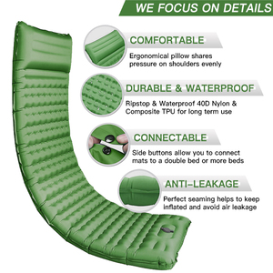 Almohadilla para dormir para acampar con bomba de pie integrada, alfombrilla inflable ultraligera para acampar con almohada - Product Image 3