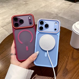 Coque de téléphone portable magnétique givrée rouge cerise mate pour iPhone 18 17 16 15 14 Pro Max, avec dos transparent antichoc - Product Image 2