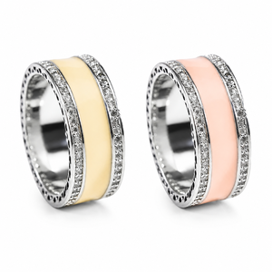 Anello con Cuore Inciso e Smalto Pavé per Donne, Elegante Gioiello da Dito alla Moda - Product Image 1