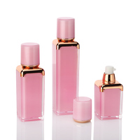 Bouteilles de Lotion en acrylique rose clair de haute qualité, 15ml, 30ml, 50ml, pots de crème, emballage cosmétique, ensemble de conteneurs