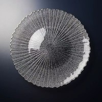 Assiettes de présentation rondes en verre transparent décoratives pour la maison, l'hôtel, le restaurant, les mariages et les fêtes, avec bordure dorée peinte à la main et bord festonné