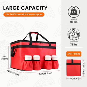 Bolsas Térmicas Grandes con Portavasos, Bolsa de Catering para Alimentos, Bolsa de Reparto de Alimentos Aislada con 4 Portavasos - Product Image 2