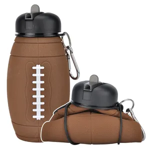 Collapsible Silicone folding American Football shape spray water drinking bottle