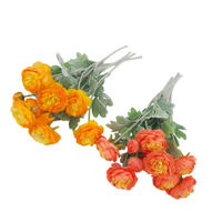 Branche de pivoine artificielle en soie de 50 cm à 3 têtes, feuilles floquées douces et réalistes, tige florale faite à la main pour la décoration de mariage et de la maison