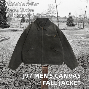 Chaqueta de lona ecológica con cuello vuelto para hombre de Otoño/Invierno F0008 estilo callejero 100% algodón botón decoración frontal - Product Image 2