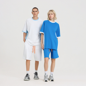 T-shirt décontracté à manches courtes et col rond, à manches raglan, à séchage rapide, de style sportif, avec blocs de <span class=keywords><strong>couleur</strong></span> sur les côtés - Product Image 2