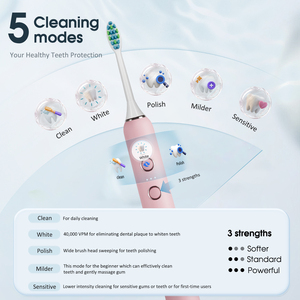 Dual Button Mode With Adjustable Power, IPX7 Waterproof Sonic Electric <b>Toothbrush</b> - Product Image 3