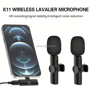 Système de microphone cravate double sans fil <span class=keywords><strong>Bluetooth</strong></span> TNH K11 avec interface USB-C, microphone audio-vidéo portable <span class=keywords><strong>pour</strong></span> téléphones et appareils photo - Product Image 2