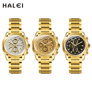 นาฬิกาข้อมือผู้ชาย HALEI สีทอง ของแท้ รุ่นใหม่ ควอตซ์ อนาล็อก โครโนกราฟ กันน้ำ 3BAR เครื่องญี่ปุ่น ขายส่งแบบดรอปชิปปิ้ง - Product Image 6