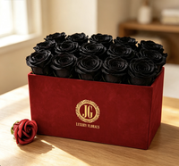 Boîtes d'emballage pour bouquets de fleurs en velours, personnalisées avec logo en relief et dorure à chaud, rondes et carrées, très vendues