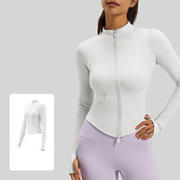 Veste de yoga respirante pour femme à col montant et fermeture éclair, extensible dans quatre directions, séchage rapide, amincissante, à manches longues, haut de sport pour l'automne et l'hiver en extérieur