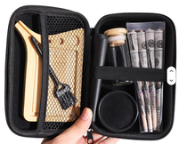 Kit de rangement portable avec moulin à herbes, plateau en bambou, cônes pré-roulés, pot en verre, brosse de nettoyage – Ensemble complet d'accessoires pour fumeurs
