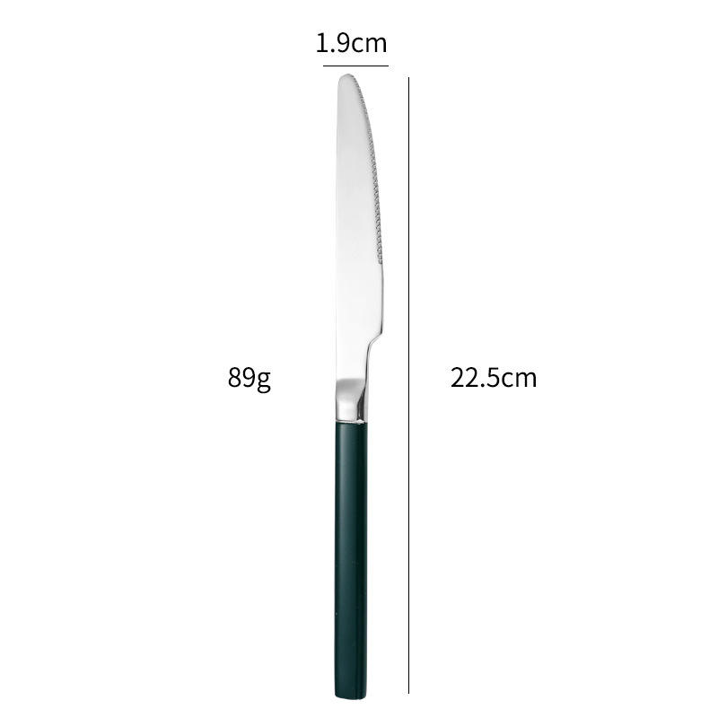 Couteau de table vert+argent