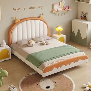 Lit pour garçon tendance, lit en bois massif de 1,2 m, lit de princesse pour fille, lit moderne, 1,5 m - Product Image 3