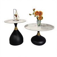 Table basse ronde moderne minimaliste en dalle de pierre italienne, table d'appoint/de coin pour petit appartement, salon