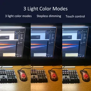 Modes d'éclairage commutables Commande tactile alimentée par USB Barre lumineuse pour moniteur d'ordinateur LED Webcam avec caméra HD