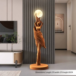 Statue de fille minimaliste moderne art abstrait décoration de sol grand salon décoration atmosphère lumière - Product Image 5