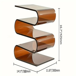 Portariviste in acrilico elegante a forma di S tavolino da caffè decorativo curvo caldo tavolino laterale marrone colore personalizzabile - Product Image 3