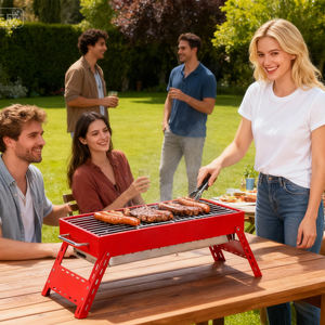 Портативная складная уличная печь для барбекю, угольная печь для двора, удобный гриль для кемпинга - Product Image 5