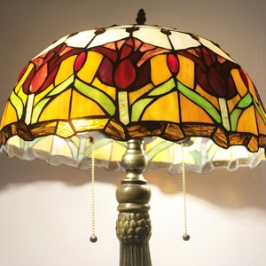 LongHuiJing European 16-Inch AC E26 Stained Glass Table Lamp Flexible Eco-Friendly Multicoloured Tulip Desk Reading <b>Light</b> Decor - Product Image 3